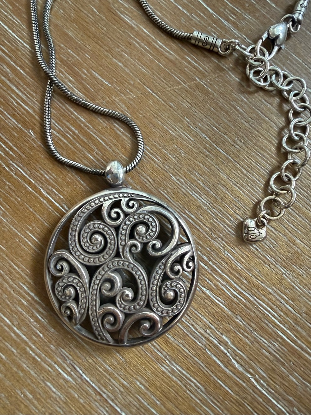 Brighton Silver-Tone Swirl Pendant Necklace with Crystal Accents - Picture 3 of 3